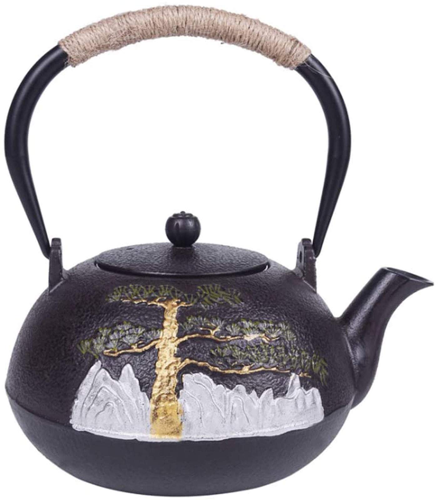 MGEMJMJ 1.2L Teapot Tea Kettle Tea Pot Cast Iron Tea Pots With Filter Teapots With Stainless Steel Strainer Stove Kettle,Handmade， Chinese Style