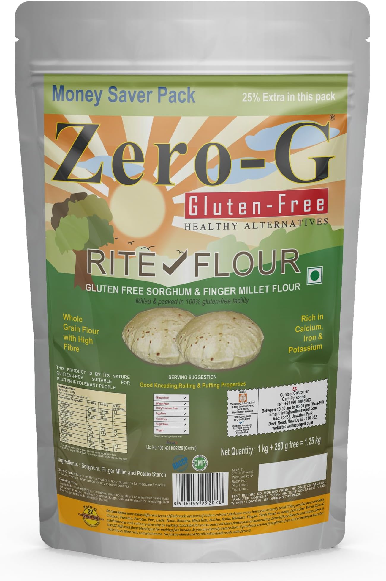 Gluten Free Rite Flour (1.25Kg) - Sorghum (Jowar) & Finger Millet (Ragi)