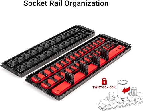 Miniatura 6 de TEKTON SKT03301 - Juego de llaves de 6 puntos y trinquete de 14 pulgadas con rieles, 57 piezas (532-916 pulgadas, 0.157-0.591in)