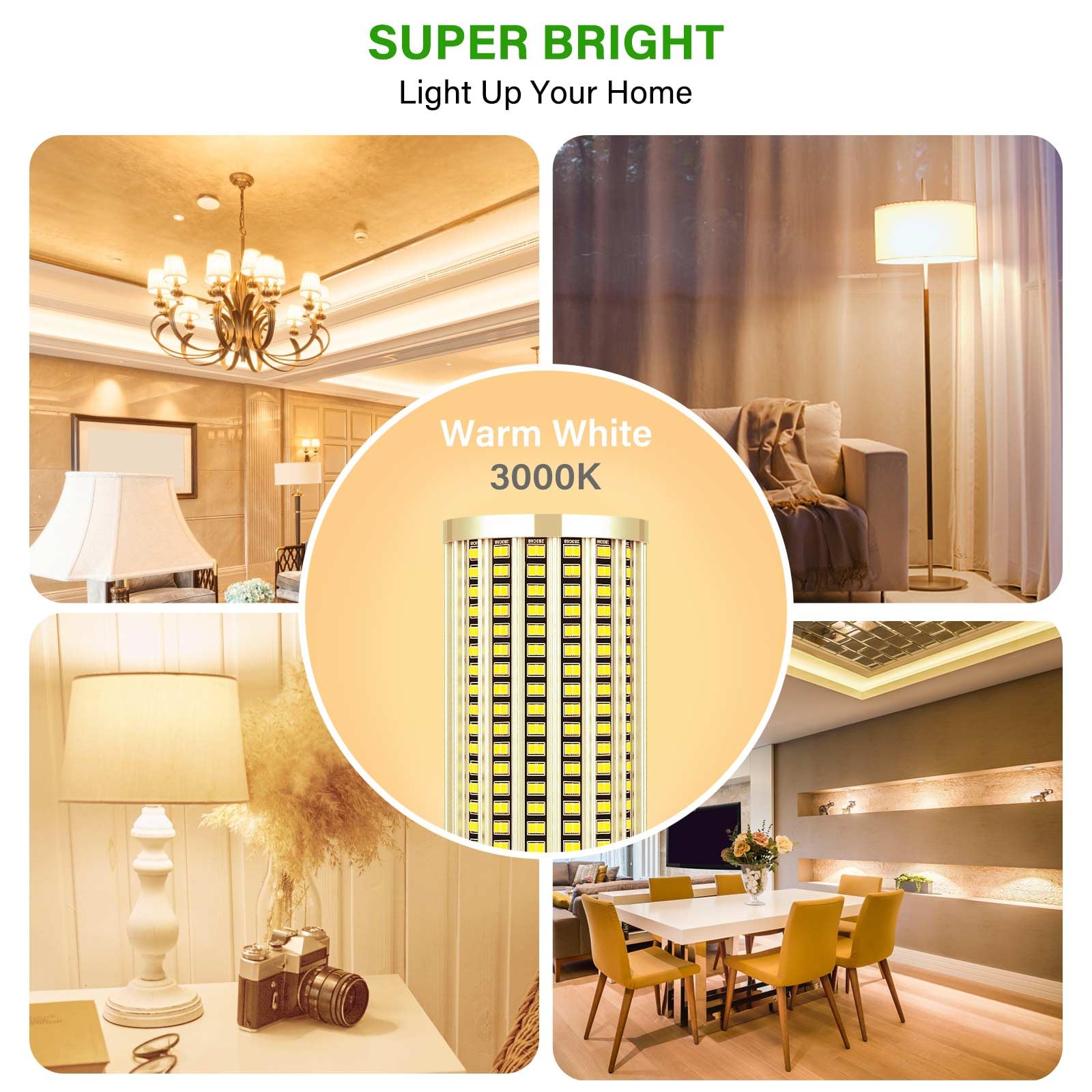 DragonLight 54 W Lampadina LED ma super brillante (sostituisce 400 W) - Lampada Edison E27/E40-3000 K, bianco caldo, 6500 lm, per illuminazione commerciale, garage officina, ufficio, cortile