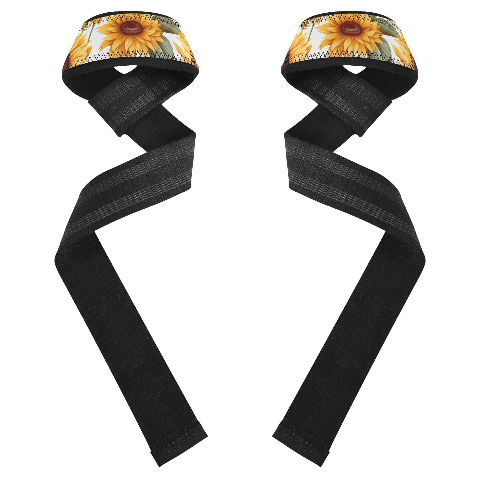 Nander Beautiful Sunflowers Wrist Straps for Weightlifting,Lifting Straps with Neoprene Cushioned Wrist Padded and Anti-Skid Silicone for Strength Training,Bodybuilding,Deadlifting
