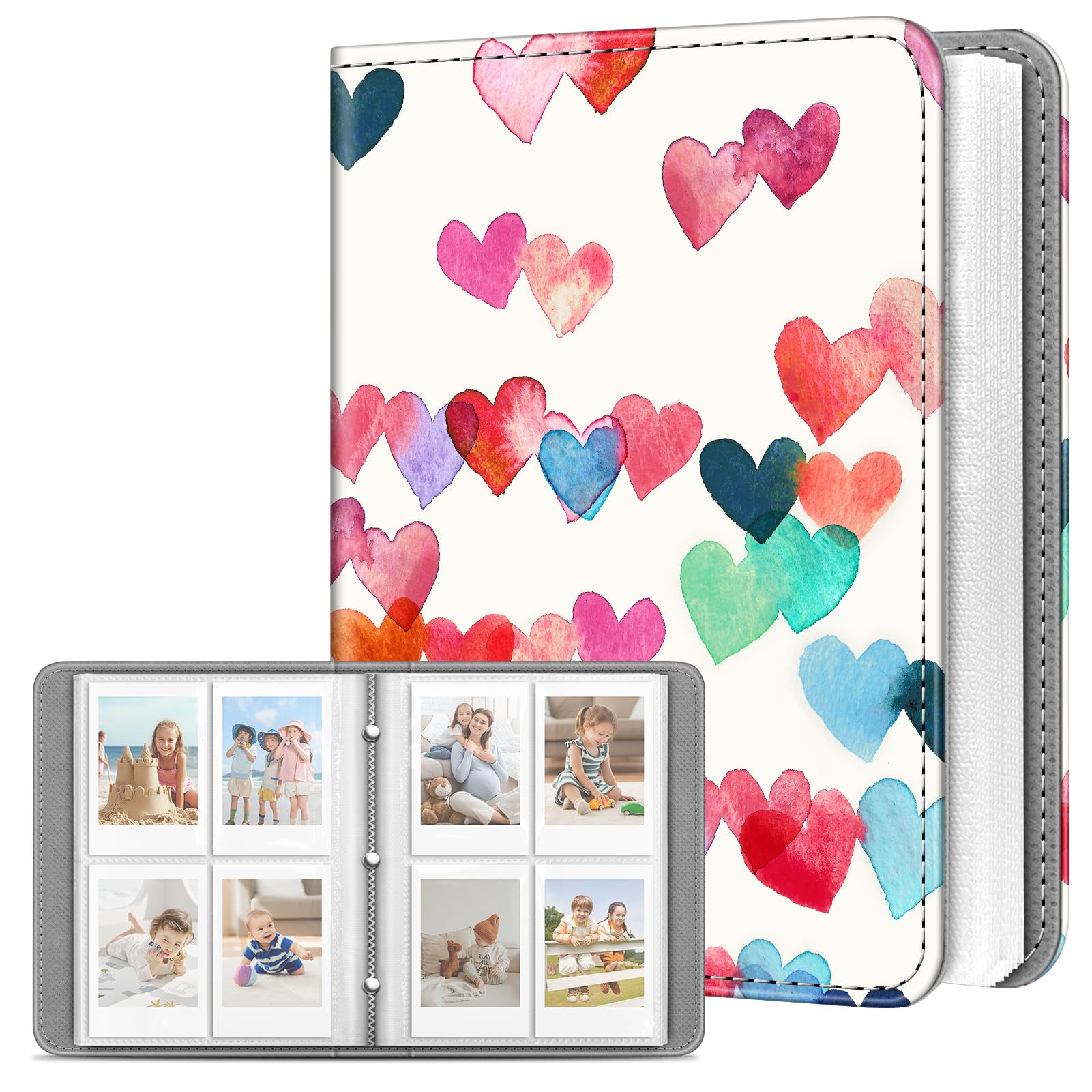 Fintie Instax Mini Photo Album Book for 2x3 Inch Films - 256 Pockets Small Albums for Fujifilm Instax Mini 12/11/99/40/EVO/SE/7+/LiPlay Instant Camera, Polaroid Pictures, Raining Hearts-picture-39