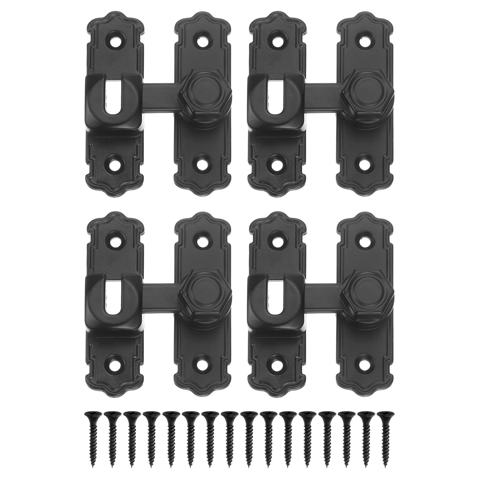 Fermeture porte coulissante 90 degrés noire en alliage d'aluminium avec vis pour meuble x4