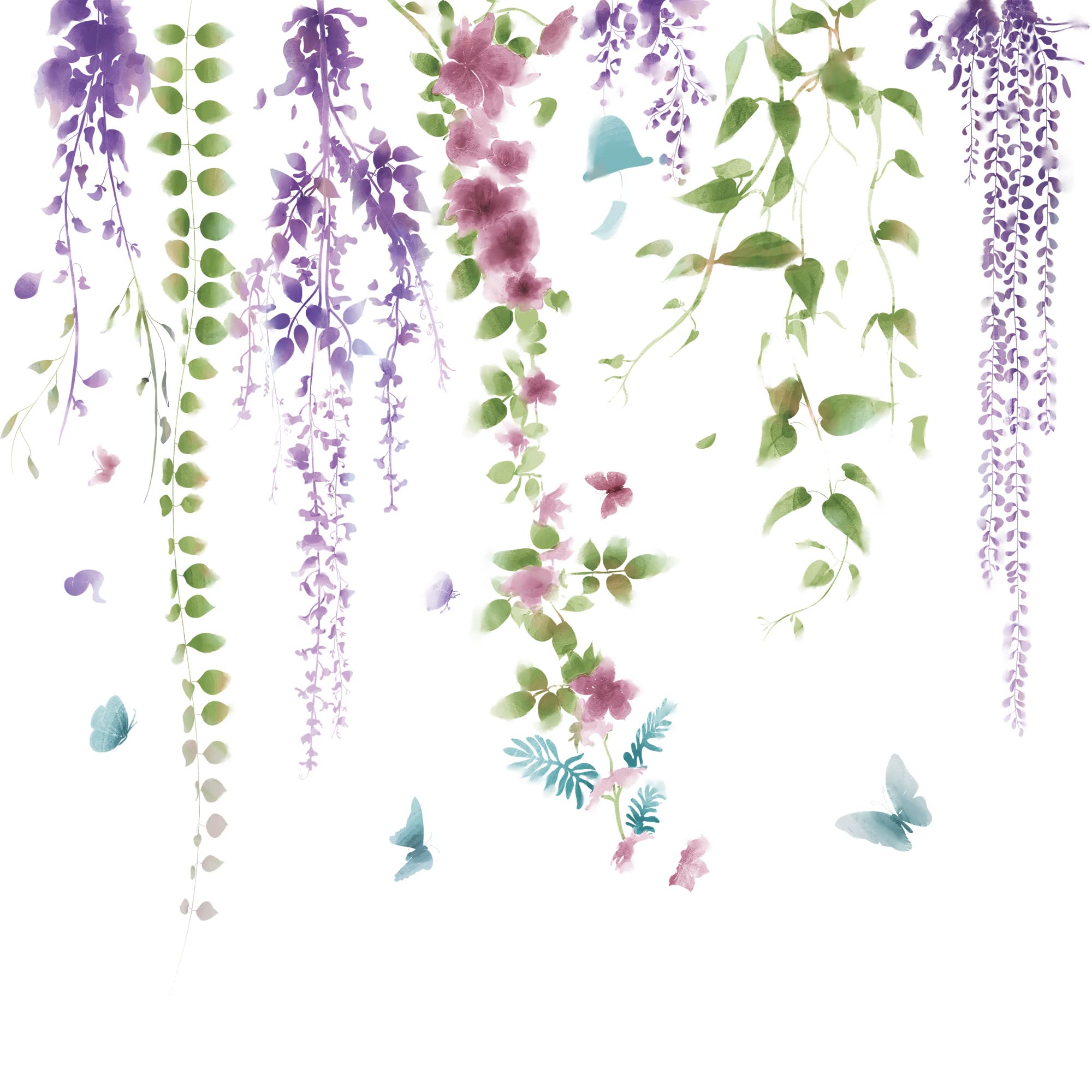 Stickers muraux 3D fleurs violettes déco d'angle amovible pour salon