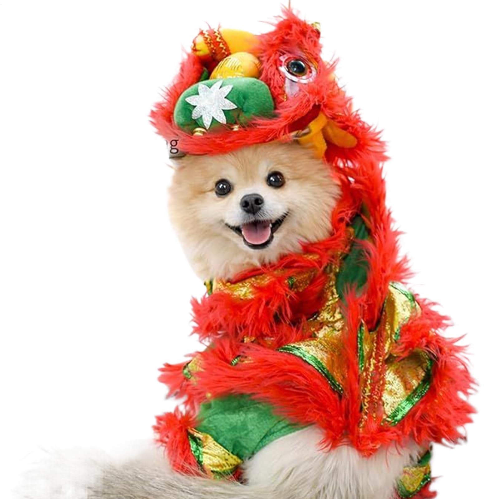 Festliches Haustierkostüm, Neujahrs-Hunde-Outfit, traditionelle Festivalkleidung mit hellen Details, weicher Stoff, Tierbekleidung, Urlaubslook mit kulturellem Stil, verkleiden sich für Feiern