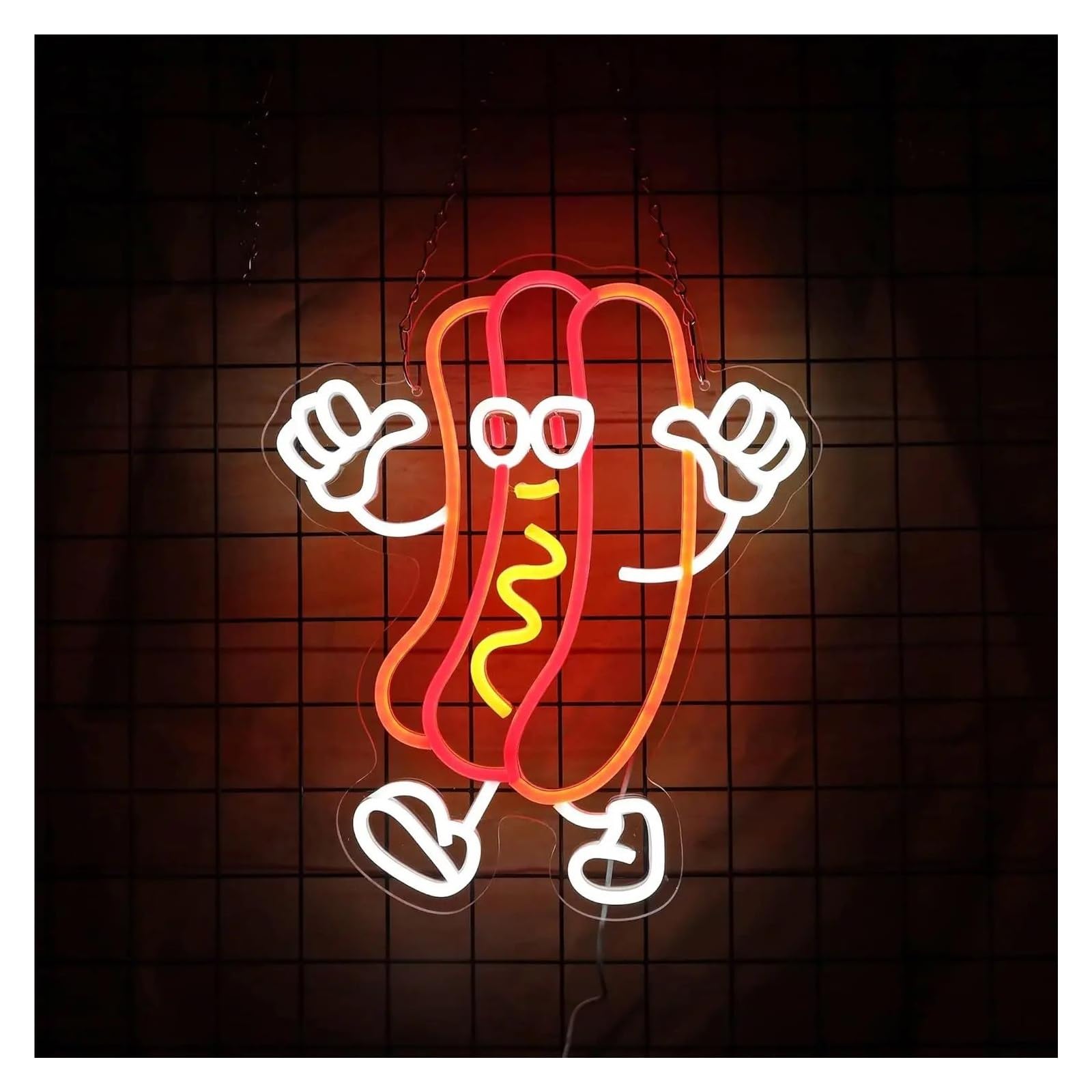 LEMST Signs Lamp Hot Dog Dancing Signs Neon Sign Like Gesture Neon Light Sign for Wall Decor Hot Dog Themed Party Room 37x31cm