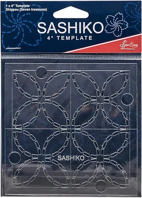 Sashiko Embroidery Pattern: Shippou Seven Treasures Kimono Template 10.2x10.2cm
