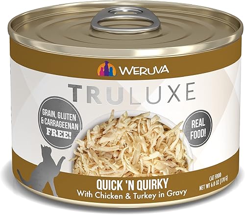 Miniatura 1 de Weruva 's TruLuxe - Alimento para gatos, Quick 'N Quirky con pollo y pavo en salsa, lata de 6 onzas (paquete de 24), marrón
