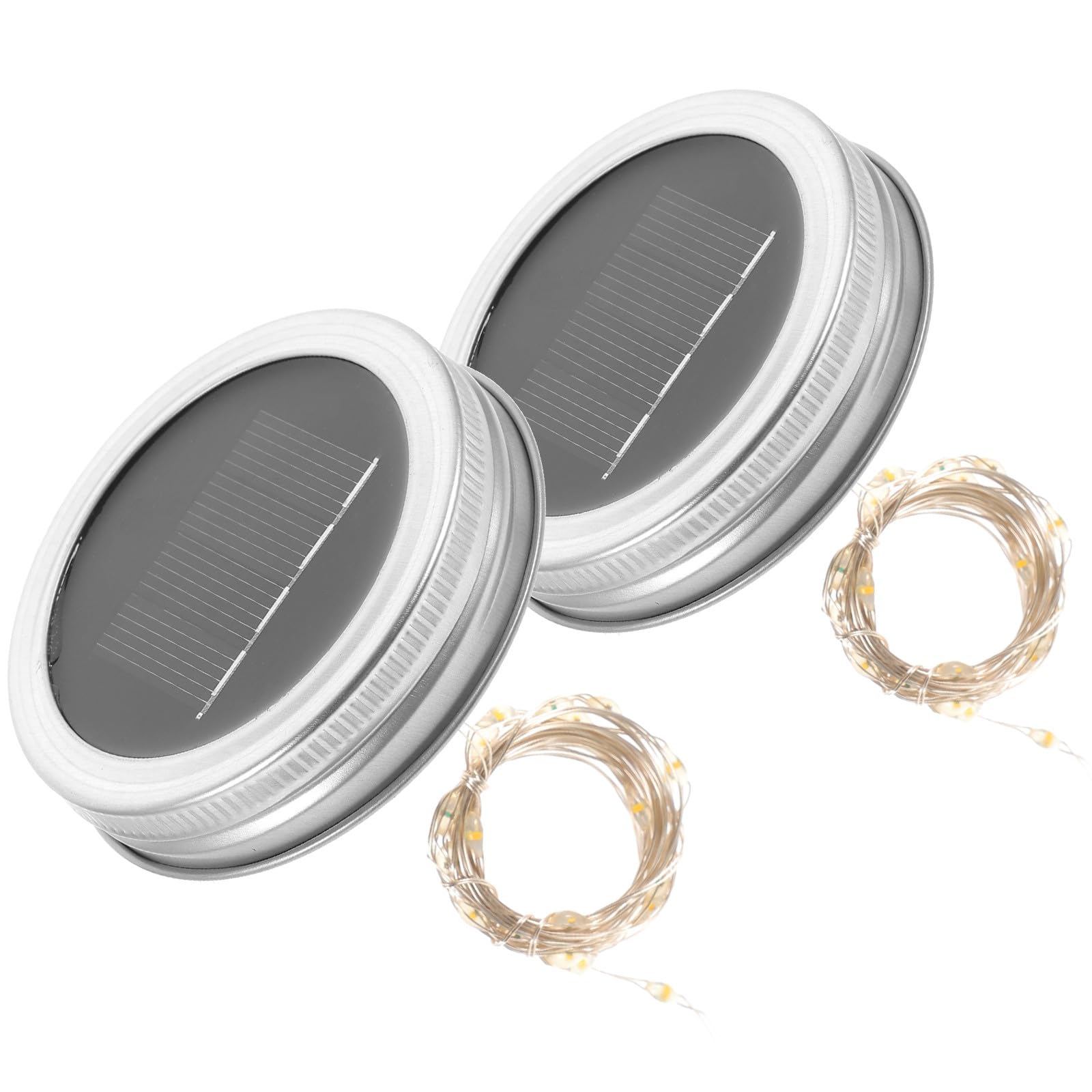 HOMOCONO Jar Lid Solar String Lights 2Pcs, LED Solar Powered Decorative Glass Bottle Fairy Lights 2M Warm White for Outdoor Patio and Backyard Use