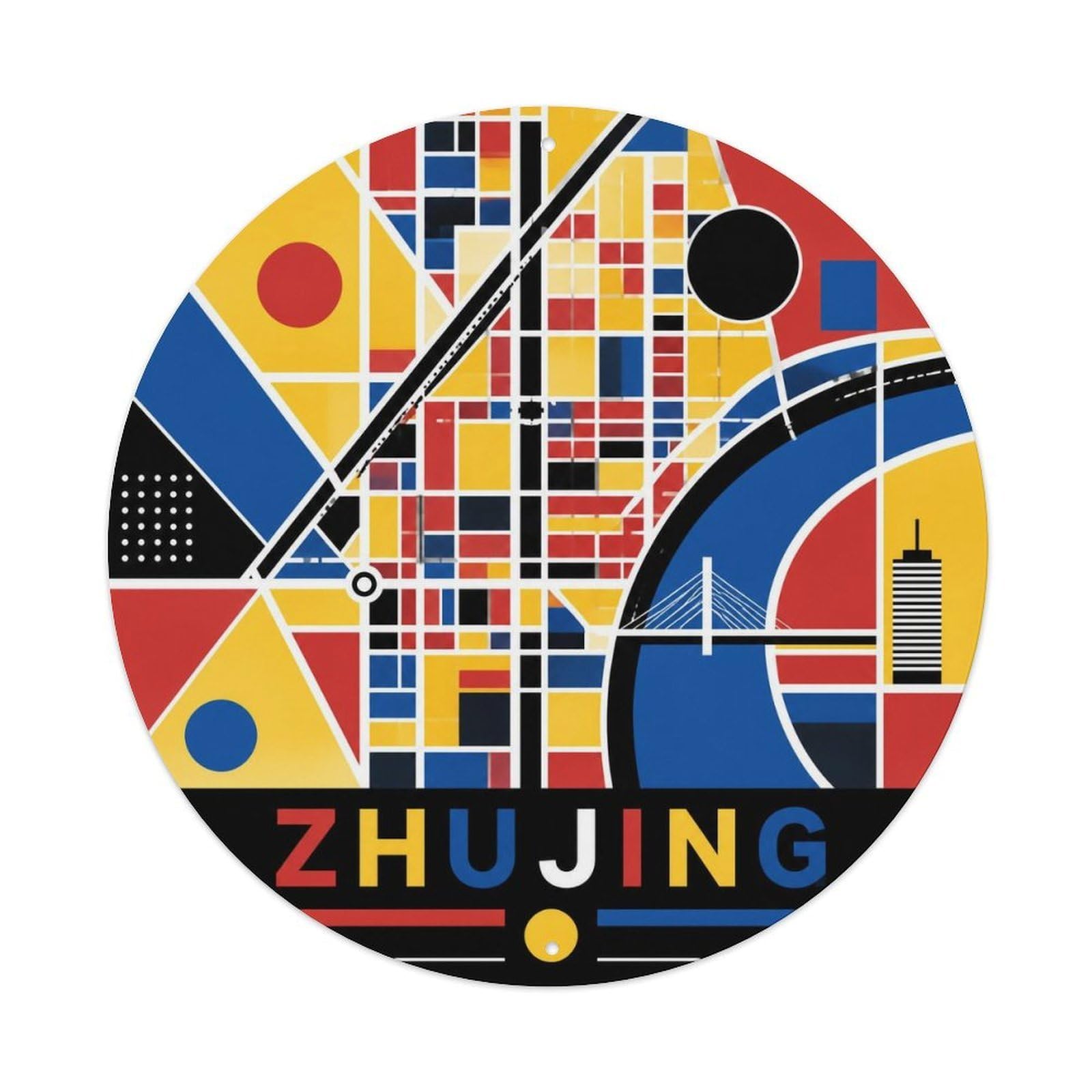 Okngb Style Collage Travel Shanghai Zhujing Town Collector Badge Metal Tin Sign Plaque Wall Decor For Cafe, Man Cave, Club Bar, Office, Home Garden Round Metal Poster 8X8inch