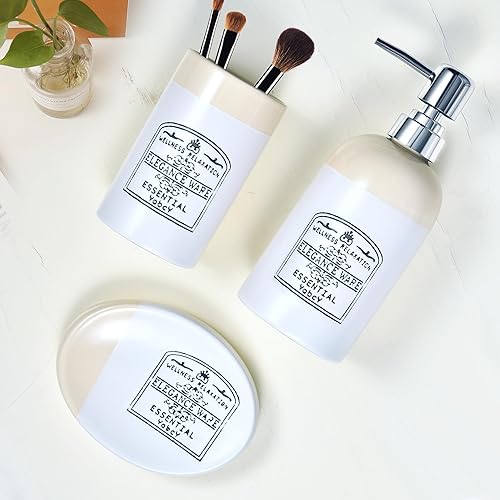 Miniatura 7 de Moderno juego de baño blanco de 3 piezas esencial bienestar relajación elegancia artículos para encimera accesorios mejor organizado