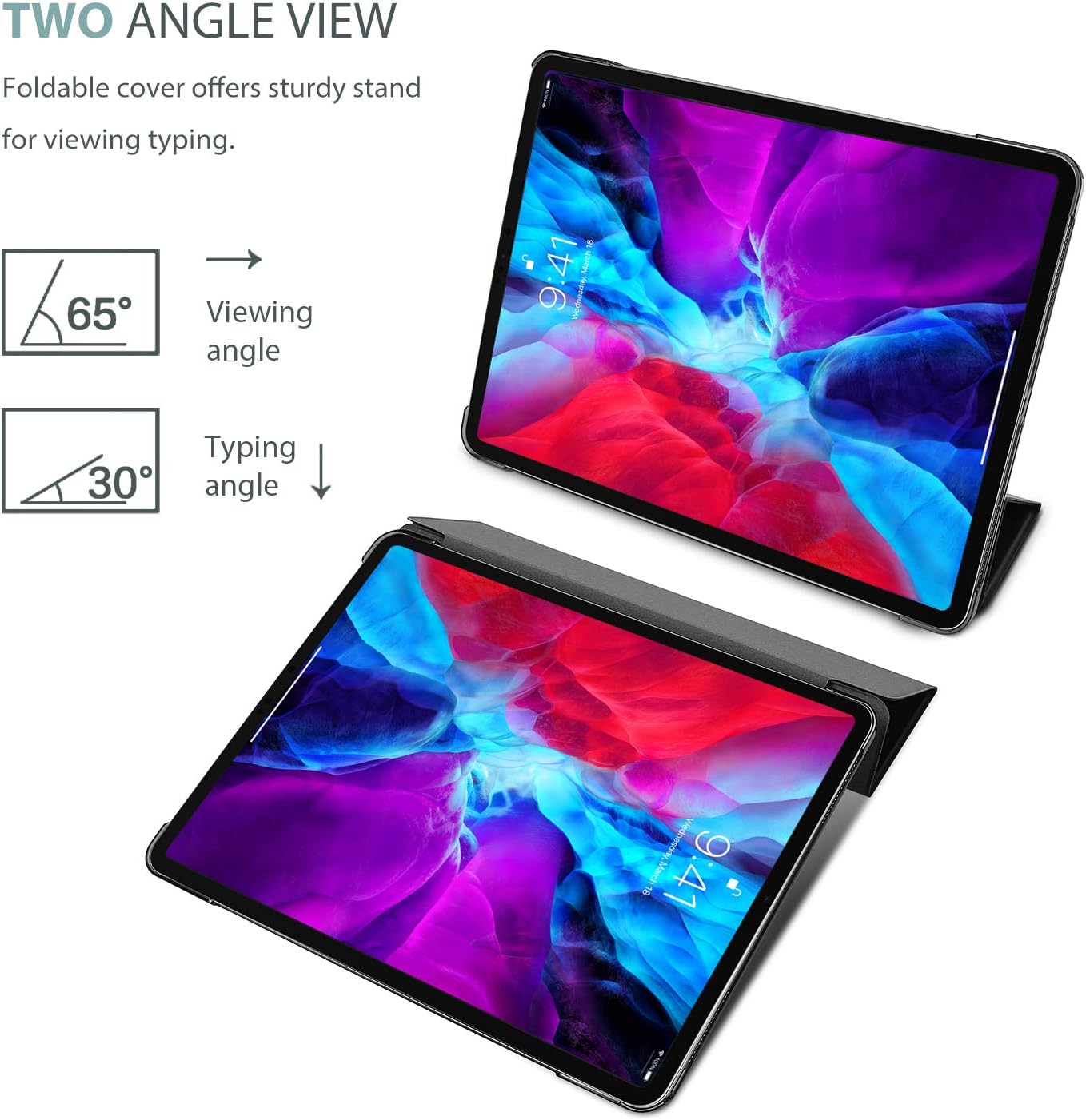 ProCase Smart Case for iPad Pro 12.9 2022/2021/2020/2018, Slim Stand Hard Back Shell Smart Cover for iPad Pro 12.9" 6th Gen/5th Gen/4th Gen/3rd Gen -Black - Image 4