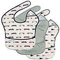 Vista 32 de Tiny Twinkle Baberos a Prueba de Derrames para Bebés para Comer Baberos Impermeables y Limpiables para Niños Pequeños con Bolsillo Recoge Todo
