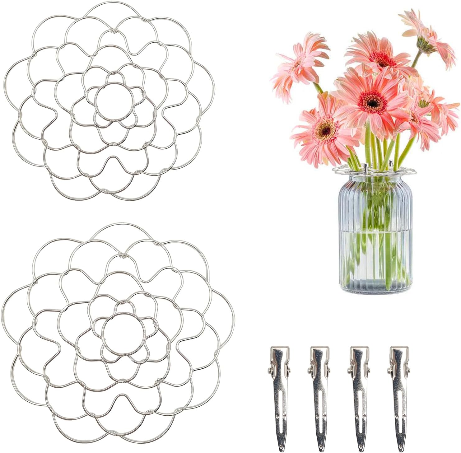 Floral Grid for Vase Flower Arrangement Holder Frog Tool Wire Arranger Twist Metal Flower Grid for Vase Wire Flower Arranger Grid Reusable Flower Vase Separator Floral Grate, 4, 5 Inch