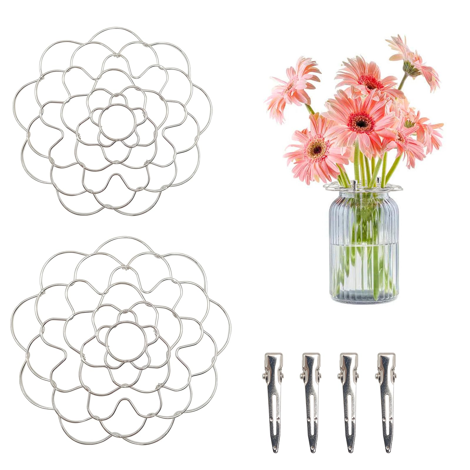 Floral Grid for Vase Flower Arrangement Holder Frog Tool Wire Arranger Twist Metal Flower Grid for Vase Wire Flower Arranger Grid Reusable Flower Vase Separator Floral Grate, 4, 5 Inch