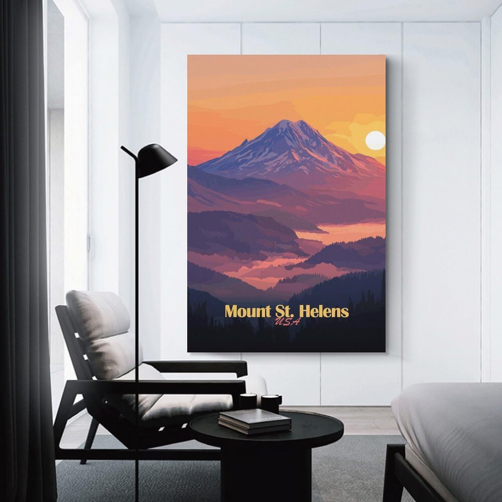 Junmoney Unframe-Style-5 Mount St. Helens Sunset Canvas Wall Art, 16X24inch(40X60cm), For Wall Displays, Bedrooms Or Room Updates, Ideal For Building A Coordinated Art Wall