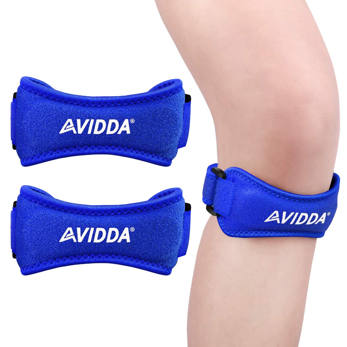 AVIDDA Patella Tendon Knee Support Strap 2 Pack,Adjustable Knee Brace&Knee Pain Relief Support Strap for Women and Men Dancing,Weight Lifting,Squats,Ride a Bicycle,Hiking Running