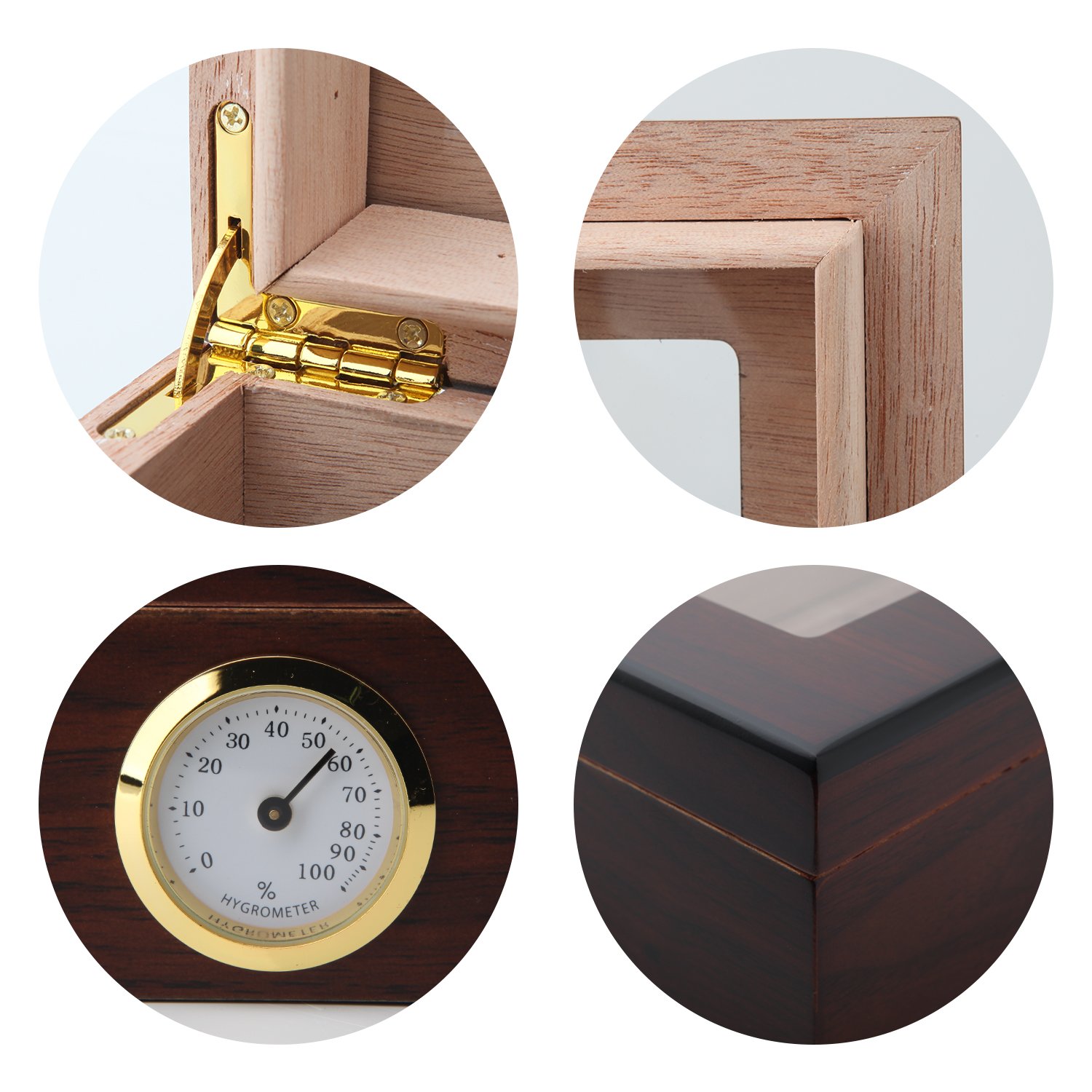Handmade Cigar Humidor, Cedar Cigar Desktop Box with Humidifier and