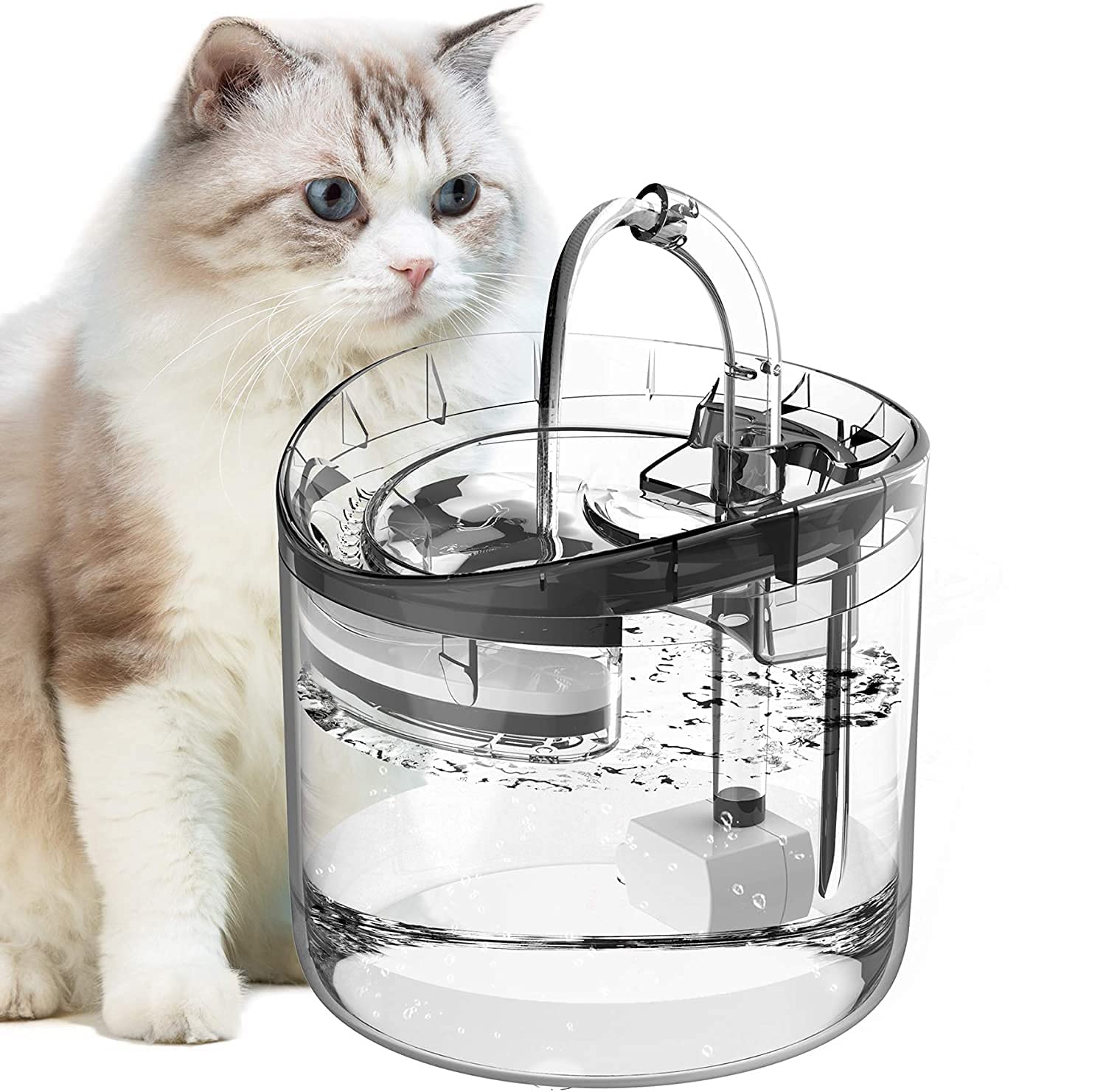 Pets Empire Cat Water Fountain 1.8l Automatic Cycle Multiple Filtering Cat Dog Water Dispenser Super Quiet Automatic Pet Drinking Fountain with Faucet Kits