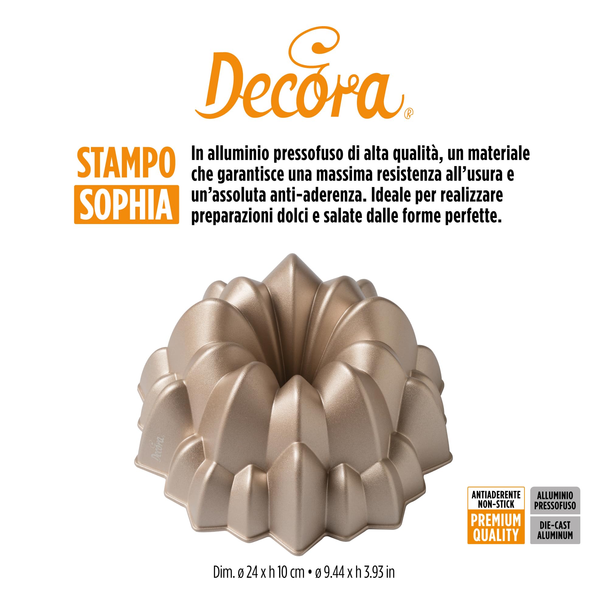 DECORA 0080113 MOLDE EN ALUMINIO FUNDIDO Ø 24 X 10 H CM SOPHIA