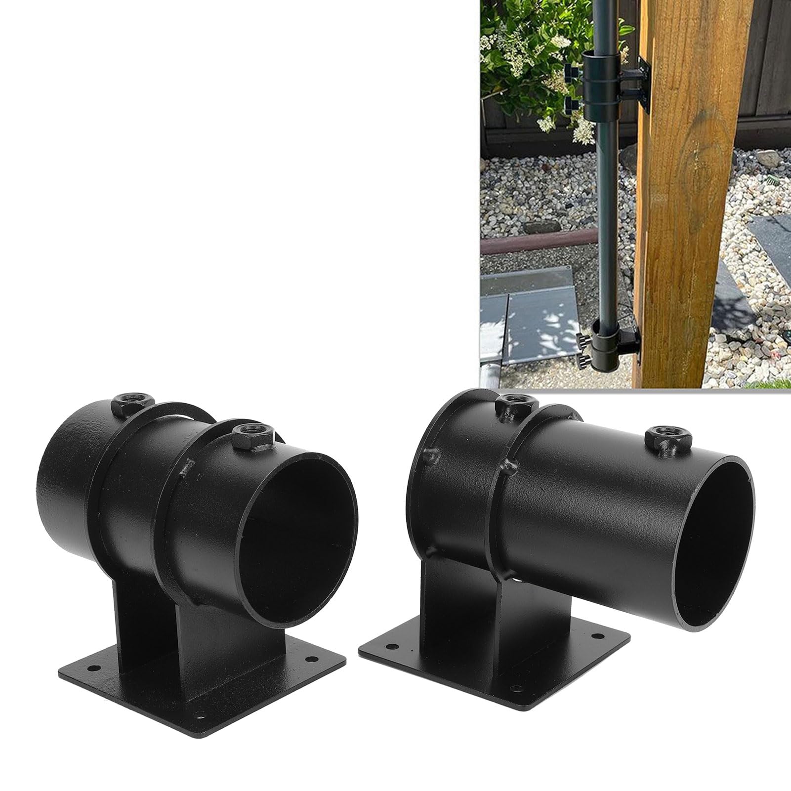 Tosuny Soporte Ajustable para Sombrilla de Metal Resistente, Soporte para Barandilla de Cubierta a Prueba de Viento para Balcón Al Aire