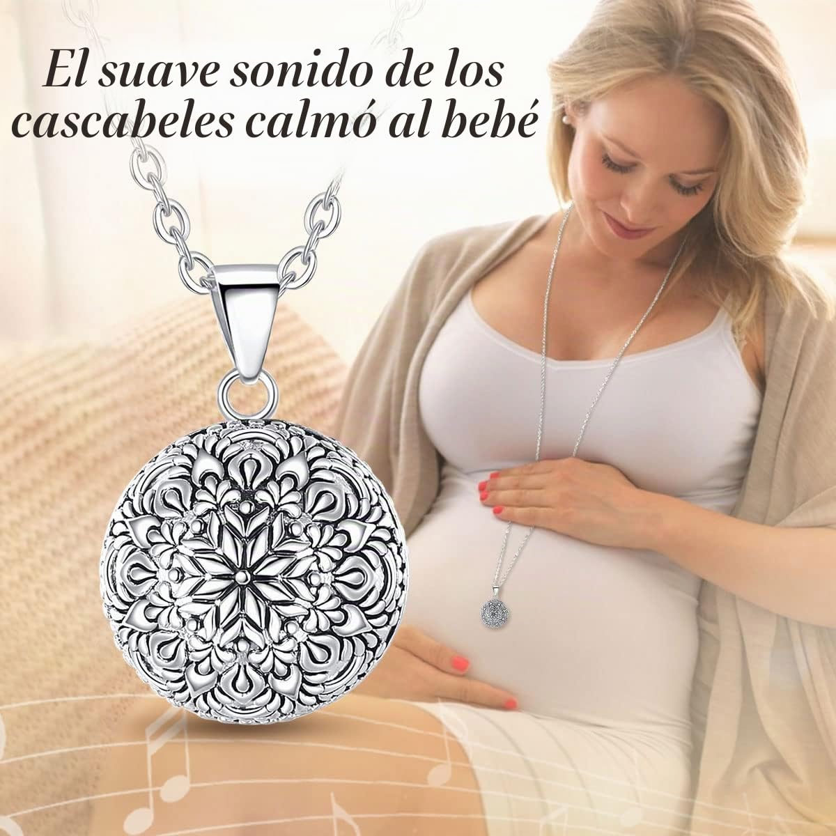 Llamador de Angeles Embarazada Vintage Bisuteria Collares de Mujer, Colgantes Primer Embarazo Mamá Regalos Originales para Madre, 76,2cm + 114,3cm