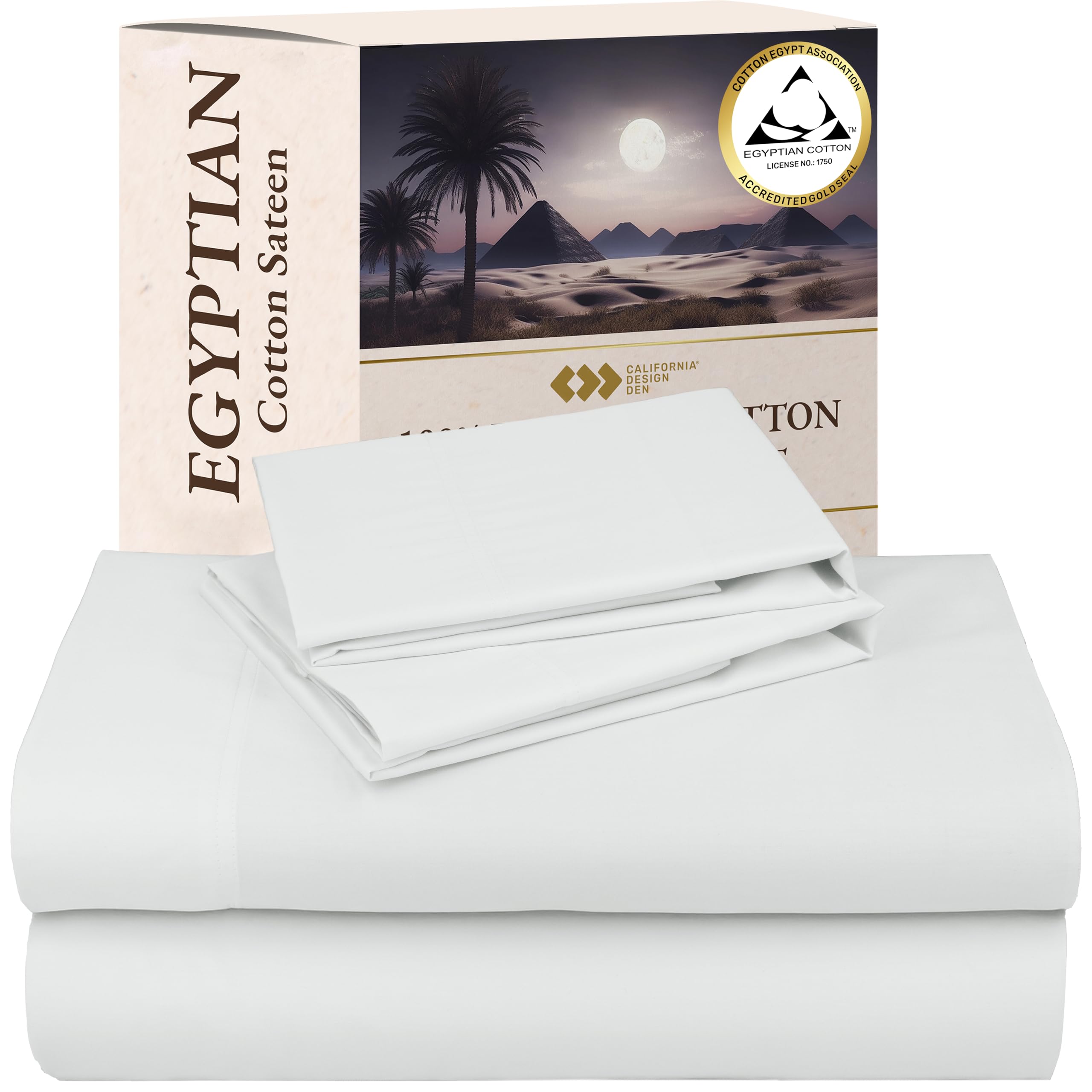 California Design Den 100% Egyptian Cotton Bed Sheets Queen Size Set - Certified Authentic Luxury Deep Pocket Bed Sheets Set, Soft Sateen Breathable Sheets for Hot Sleepers - Ivory