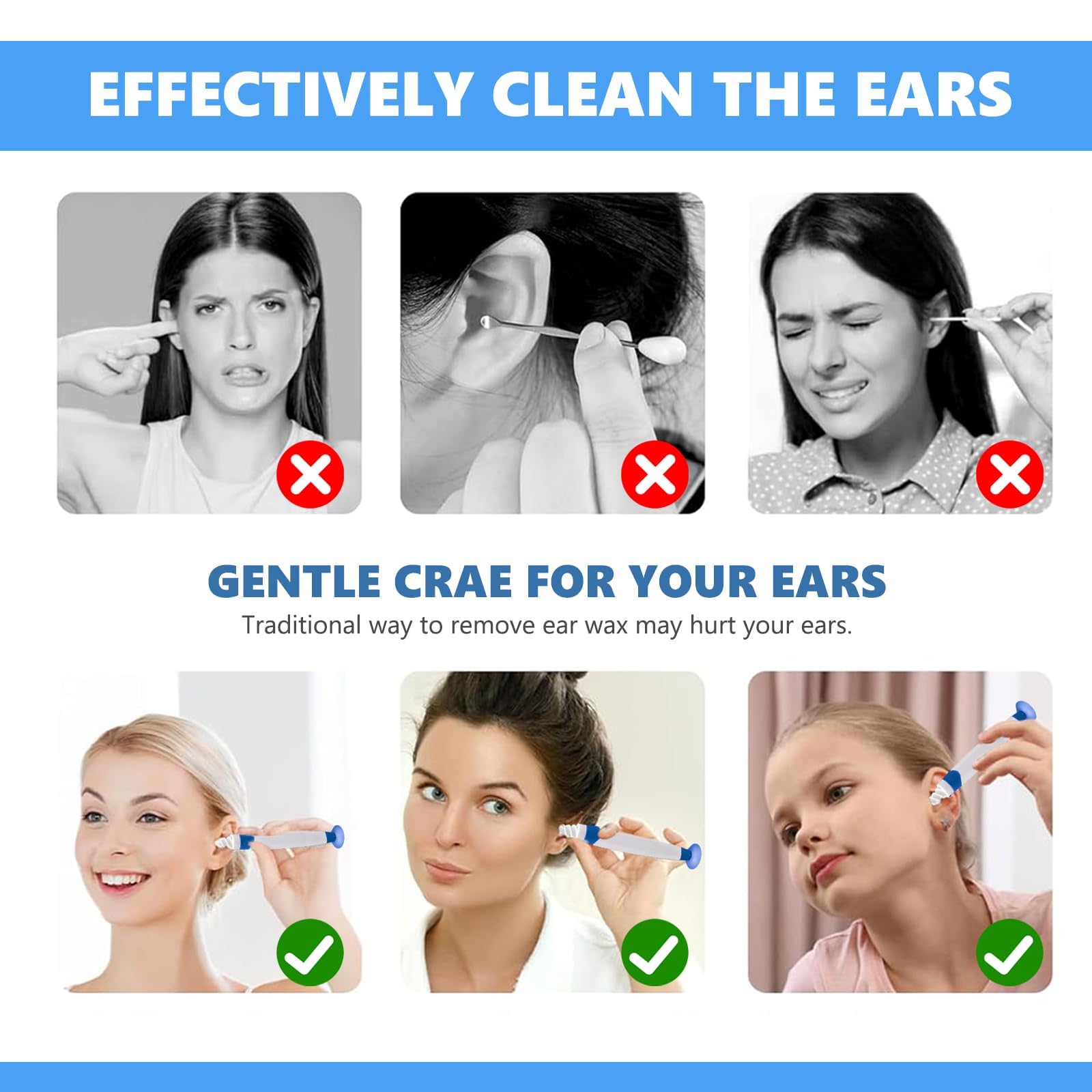 Nettoyeur Oreille, Spiral Ear Cleaner, Cire D'Oreille Remover, Nettoyage Oreille et 16 Embouts Lavables Kit, Adapté Aux Enfants et Aux Personnes