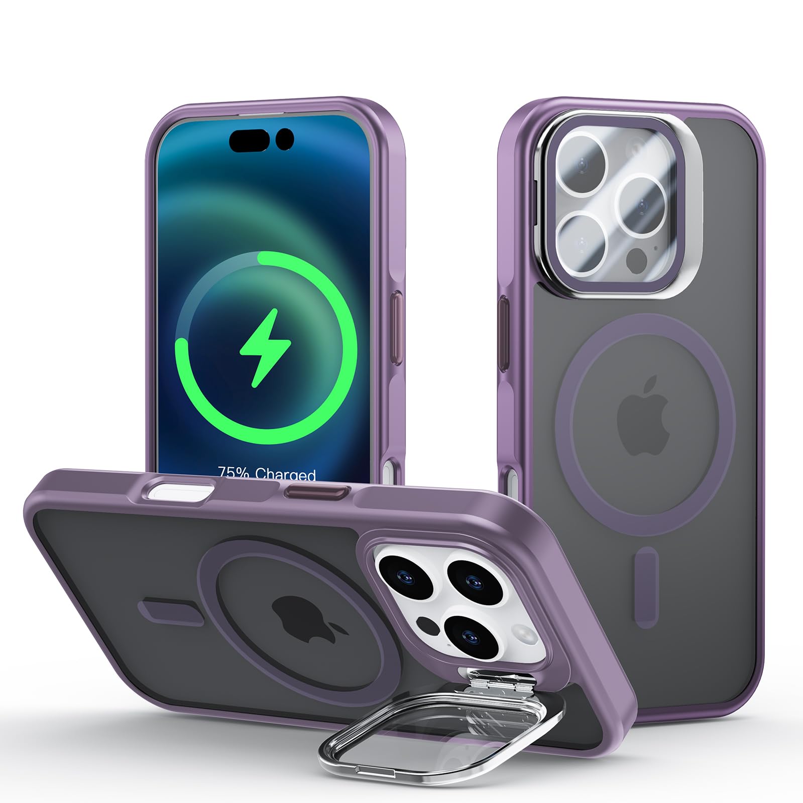 Coque iPhone 16 Pro avec MagSafe et étui violet à support rotatif Meeter - 8