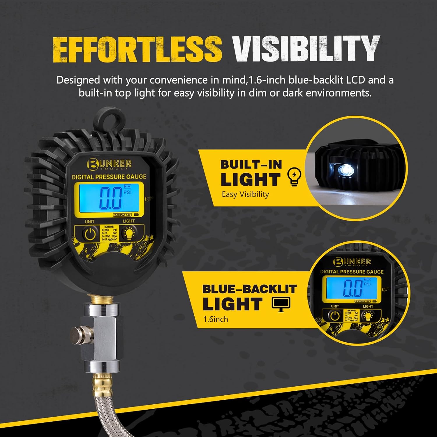 BUNKER INDUST 2 Tire Inflation Deflation System, Rapid High-Flow Air Up Down Kit with Digital Tire Pressure Gauge, 2 Wheels Off Road Tire Deflator Inflate-Up to 200" Wheelbase