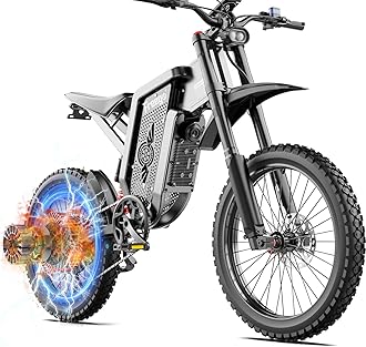 Electric Motorcycle for Adults, Electric Dirt Bike for Teens 6000W(Peak) Motor 1800Wh Battery, 7 Speed, Max Speed 50MPH 19x2'' Tire Electric Mountain Bike Full Suspension Hydraulic Brake