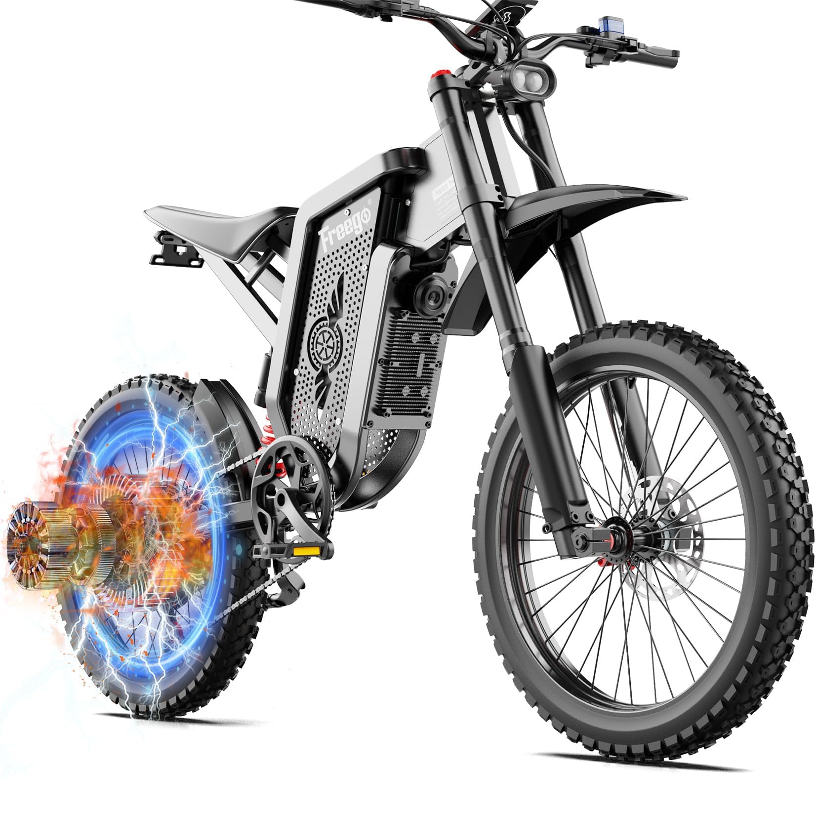 Electric Motorcycle for Adults, Electric Dirt Bike for Teens 6000W(Peak) Motor 1800Wh Battery, 7 Speed, Max Speed 50MPH 19x2'' Tire Electric Mountain Bike Full Suspension Hydraulic Brake
