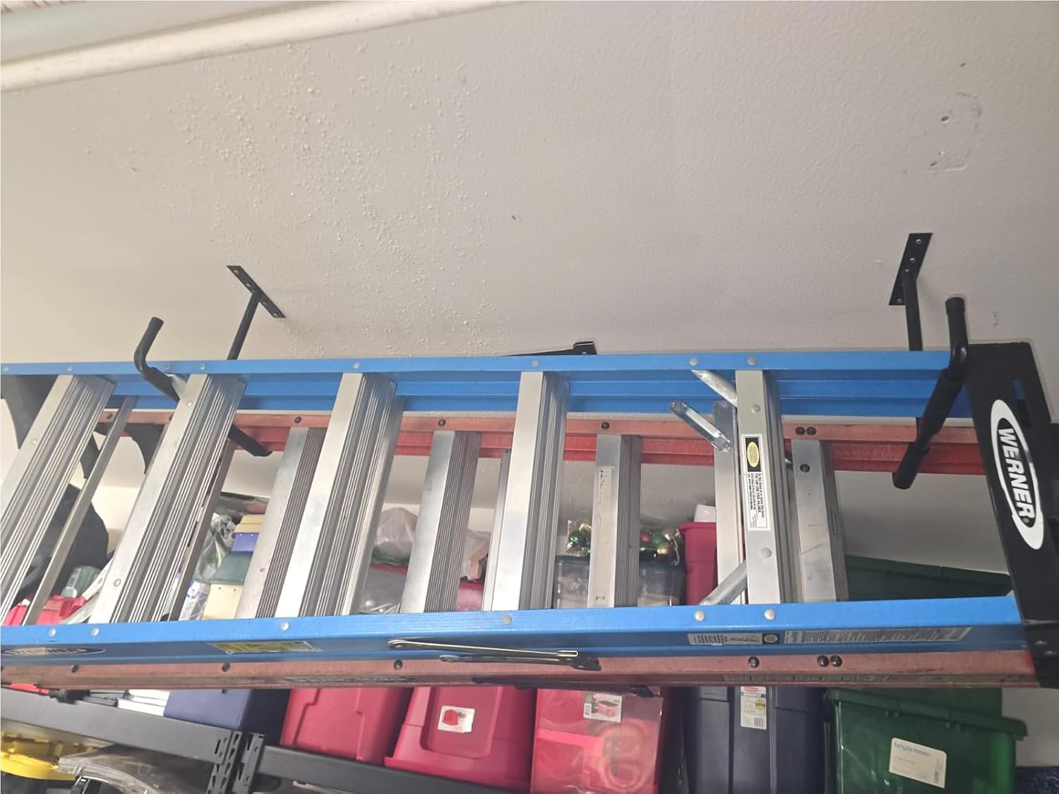 Overhead Garage Storage Hooks,Heavy Duty Ceiling Mounted Storage Rack,Hanging for Lumber,Fishong Rod,Pipe,Ladder (2 Pack)