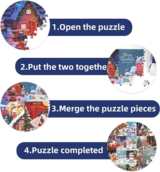 2024 Calendrier de l'Avent Puzzle, 24 Boîtes de Puzzle de Noël 1008 Pièces, Idéal pour Compte à Rebours Festif, Cadeau de Noël Amusant pour Enfants et Adultes (B) - 5