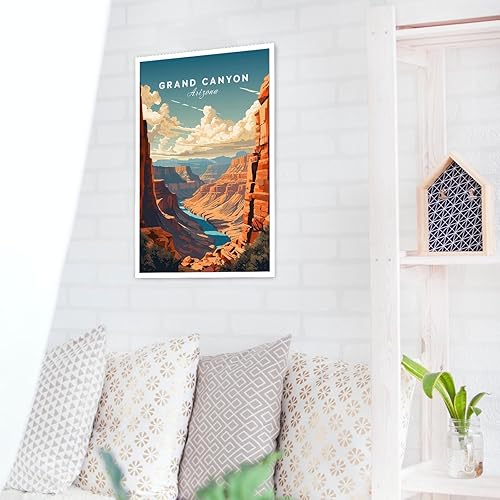 Miniatura 4 de Viokalt Arte de pared vintage de Arizona, paisaje de la ciudad de Estados Unidos, pósteres de lienzo funky América del Norte, Gran Cañón,