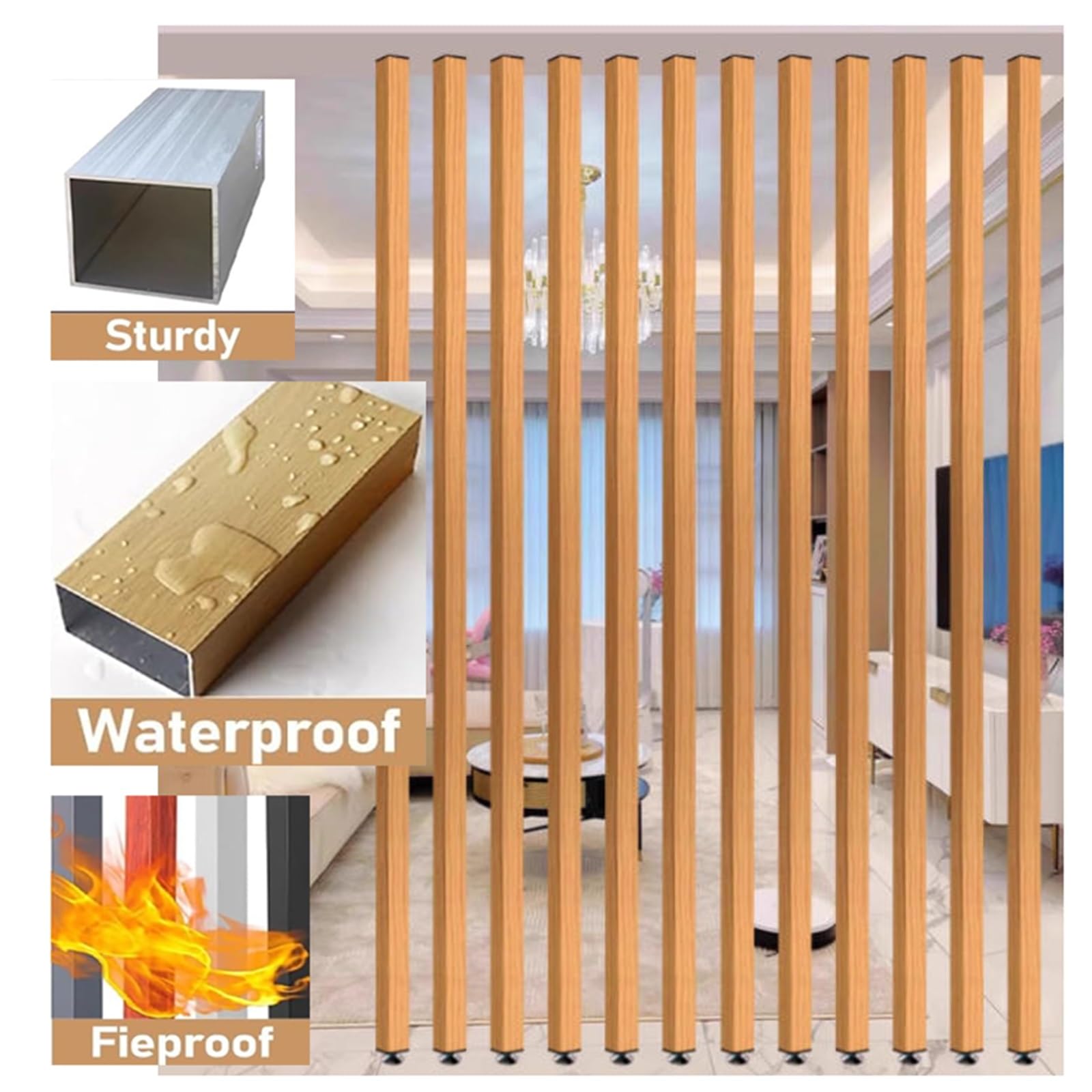 Separador de ambientes Independiente,separadores de habitación de Metal,Separador de ambientes de Metal,para Dormitorio, Oficina, cubículos y separación Interior(7root,225cm/88.5in/7.38ft)