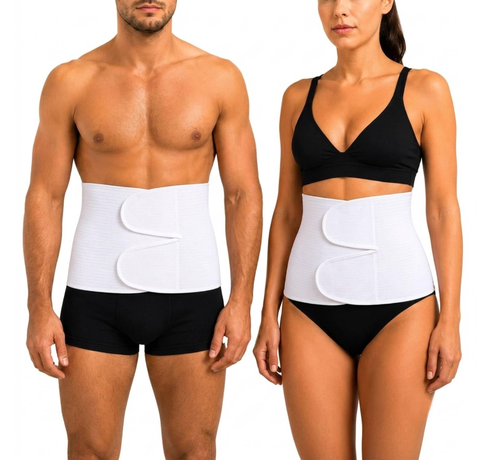 Opaska na głowę pooperacyjna Unisex po porodzie operacja łagodzi ból pleców regulowane zapięcie na rzep z bawełny (Biały, 136/146 cm w talii brzucha)
