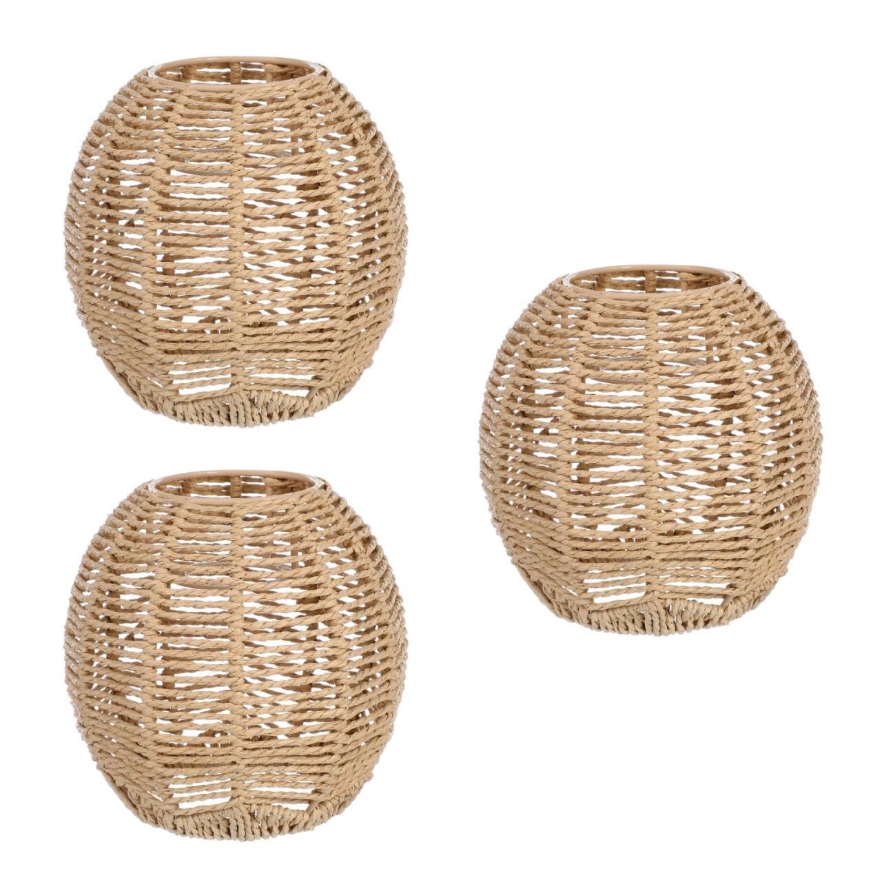 Generic Handmade Rattan Lamp Shade Woven Pendant Light Cover Chandelier Shade Retro Rustic Ceiling Fixture for Living Room Bedroom 5.9X5.9X16.5 Inch