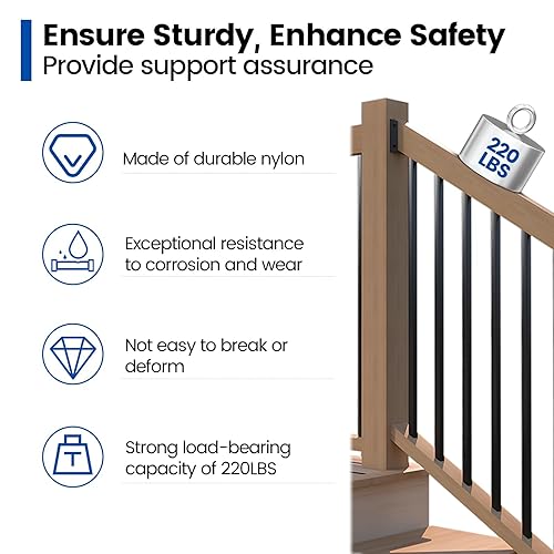 Miniatura 3 de Muzata Juego de 40 soportes de barandilla de cubierta, conectores de riel para barandillas de 2 x 4 (1.5 x 3.5 pulgadas) con 246 tornillos de
