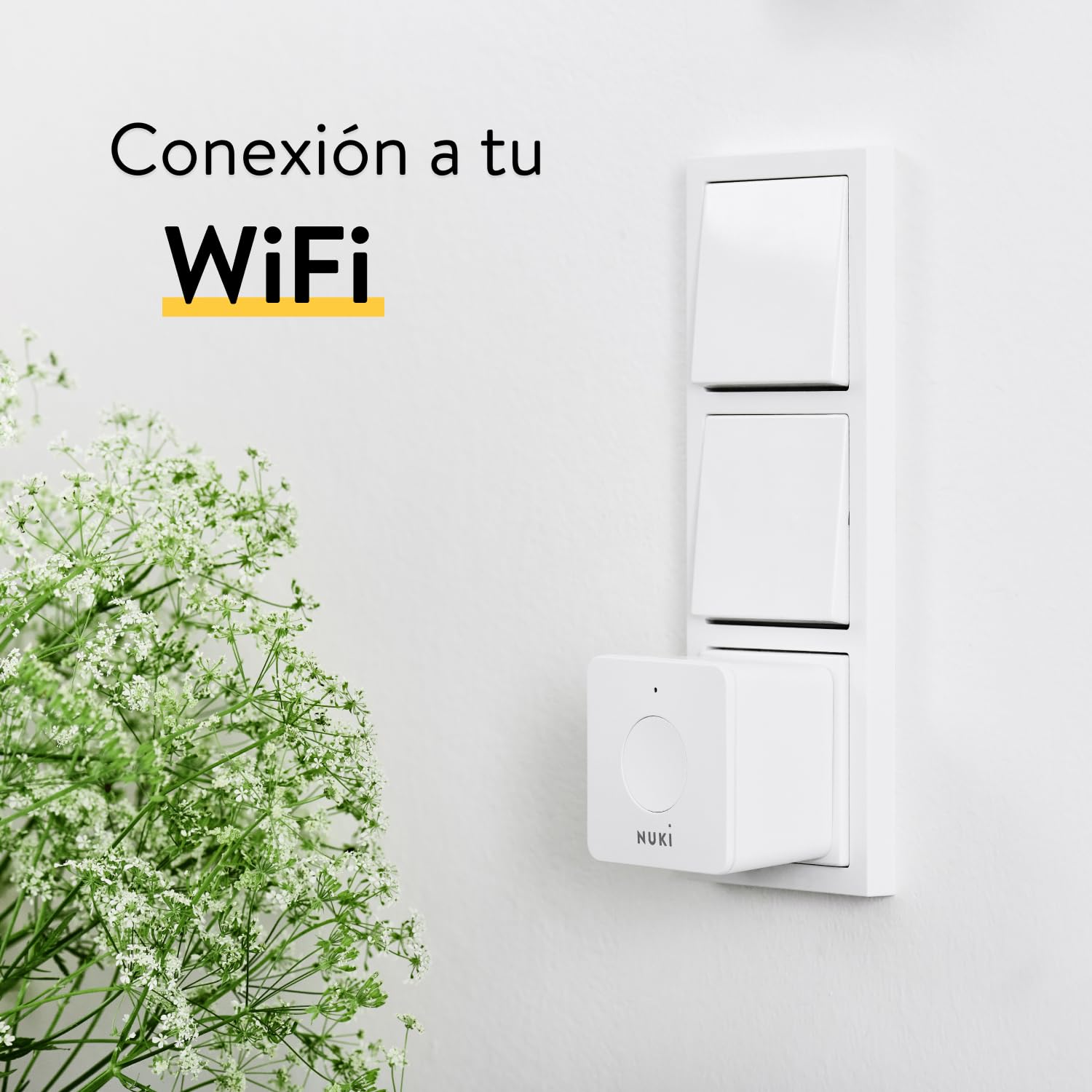Nuki Bridge, Abrepuertas automático con Bluetooth y WiFi, extensión para el Nuki Smart Lock, cerradura electrónica, acceso remoto, Amazon Alexa, Apple HomeKit, Google Home, blanco