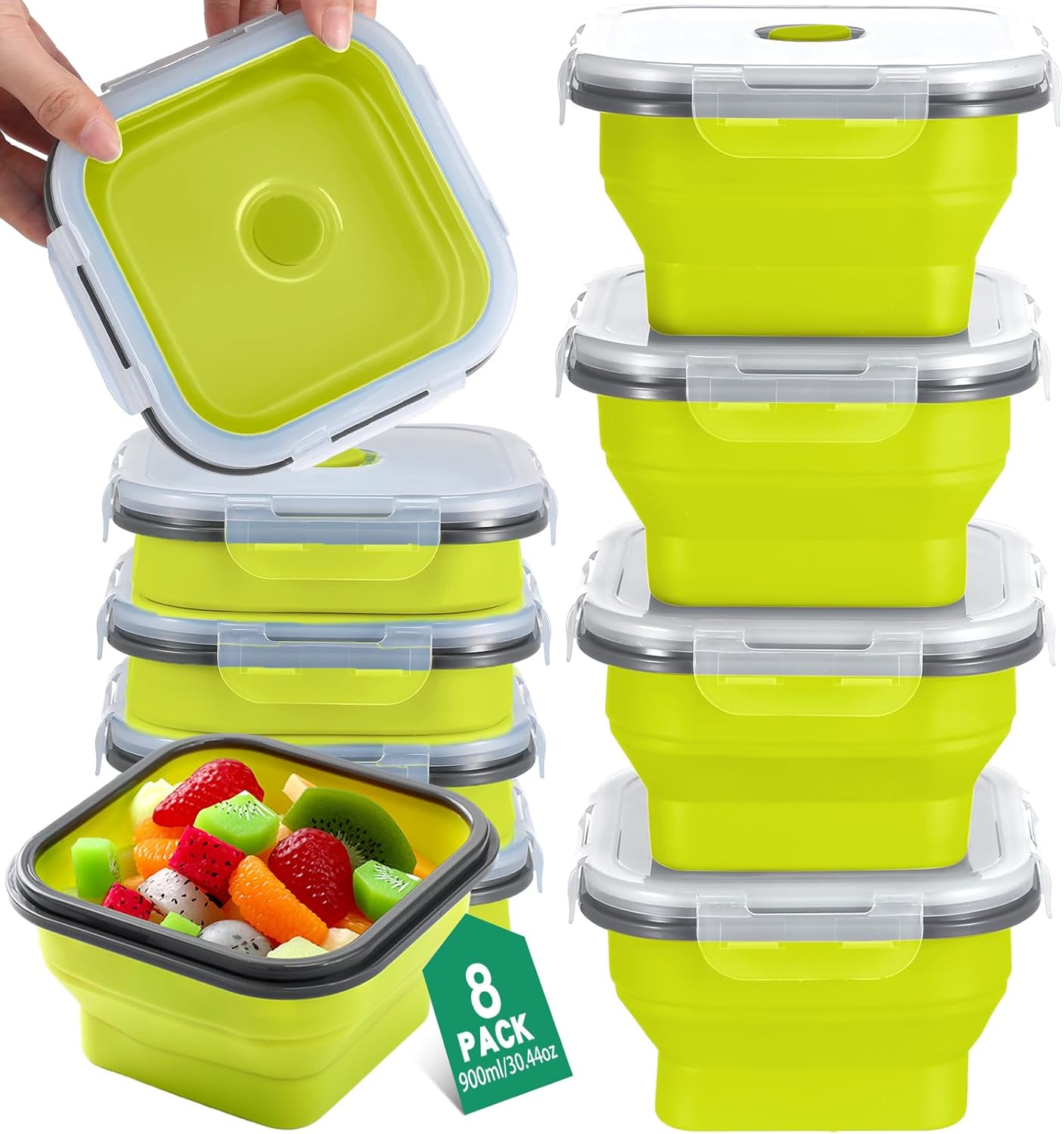 Suclain 8 Pcs 30.44 oz Square Collapsible Bowls for Camping Bowl Silicone Food