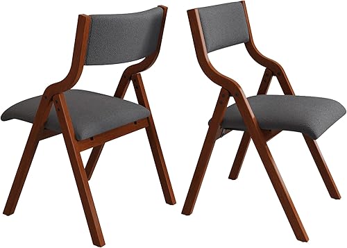 Miniatura 8 de Ball & Cast Silla plegable con asiento acolchado, silla de comedor plegable portátil de madera con respaldo y cojín de diseño ergonómico, fácil de