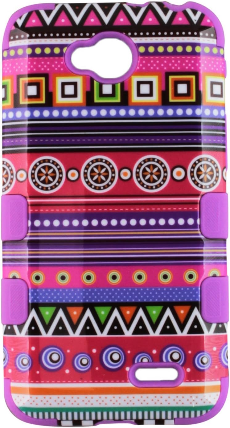 Asmyna LG D415 Optimus L90 Tuff Hybrid Phone Protector Cover - Retail Packaging - Tribal Fashion/Electric Purple