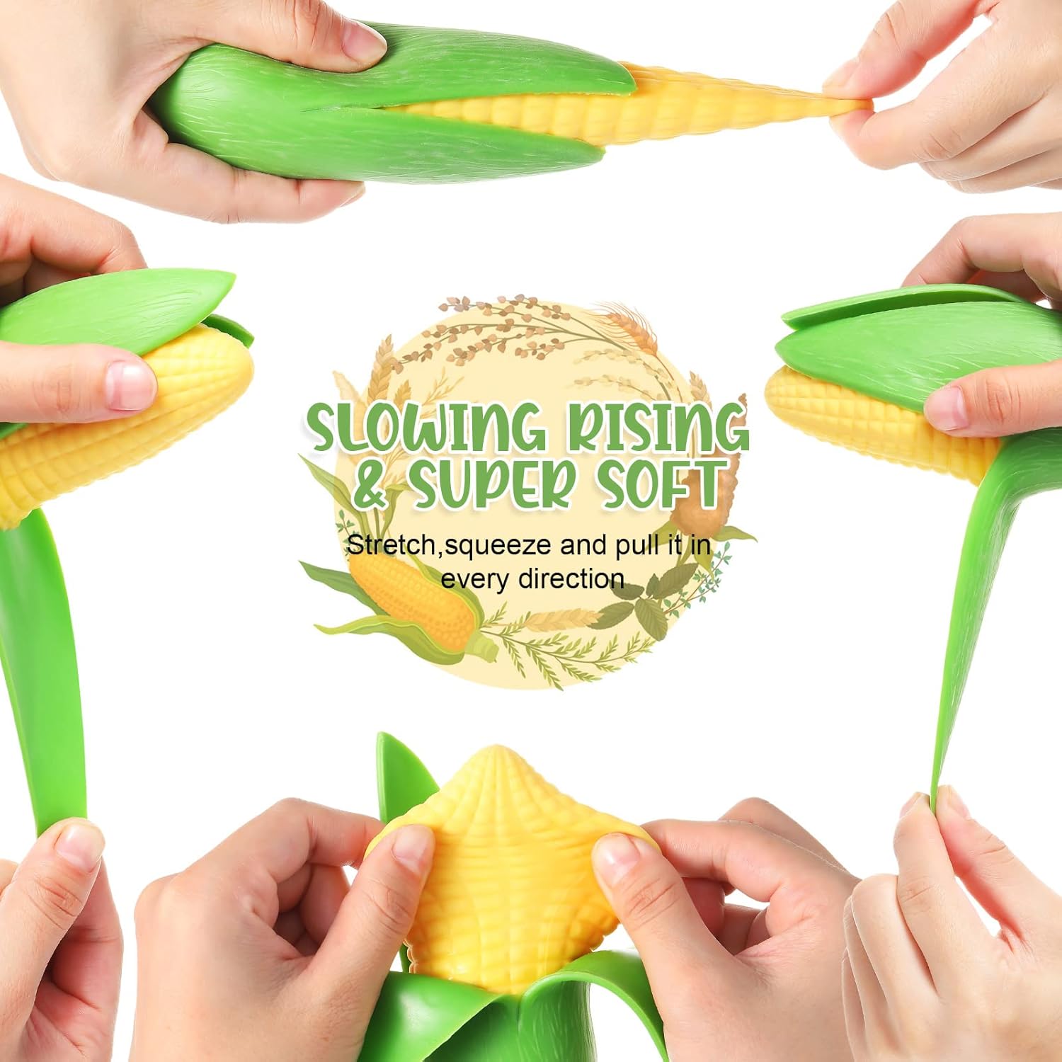 Zhanmai 4 Pcs Fake Banana Toy Soft Banana Fake Corn Soft Stress Relief Rubber Stretchy Fidget Toys Party Favors for Little Ones(Corn Style) - Image 4