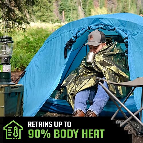 Miniatura 5 de EVERLIT Manta térmica de Mylar de emergencia de supervivencia, manta espacial de aluminio diseñada para la NASA, manta calentadora para exteriores,