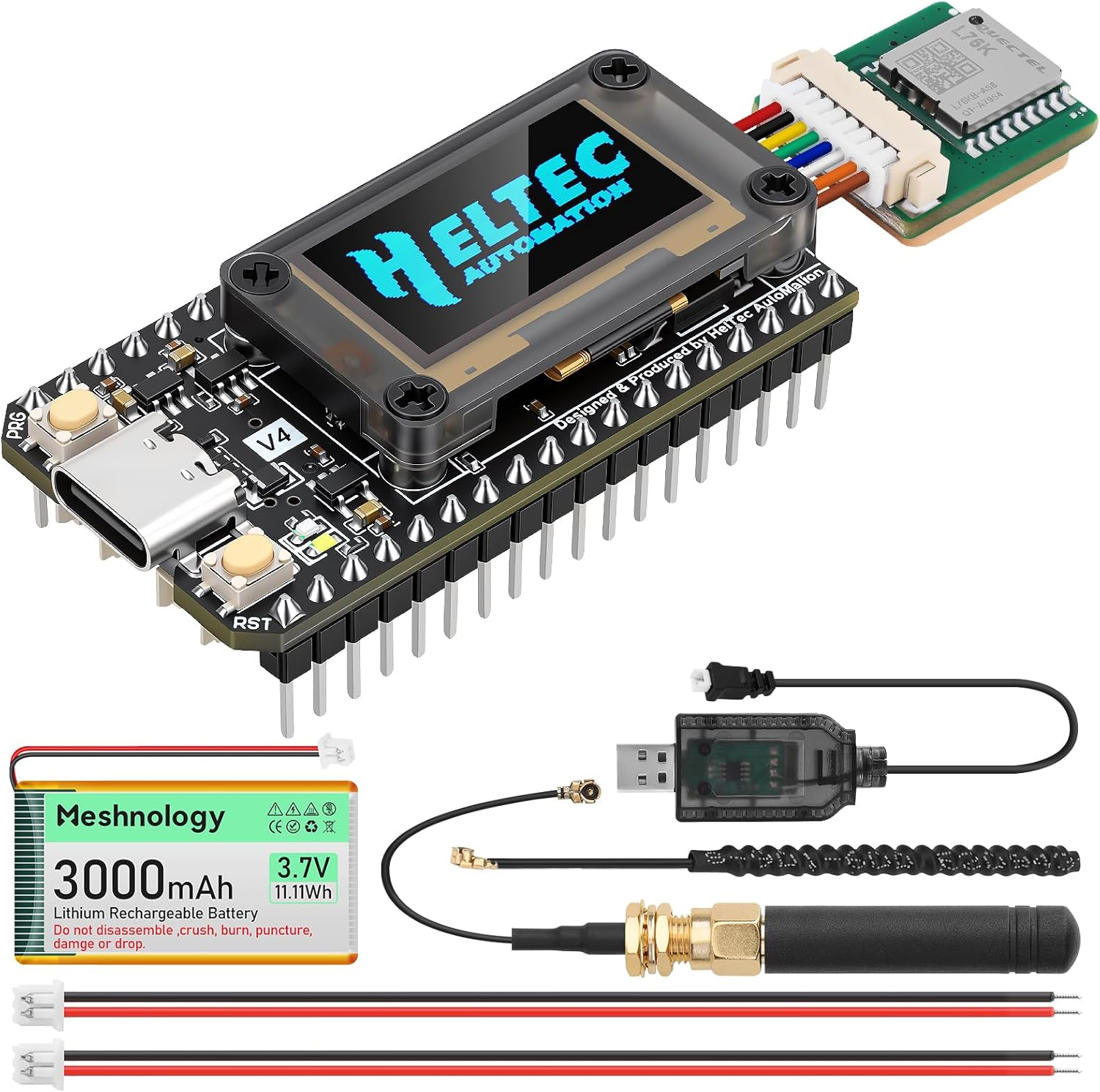 Pre-Soldered ESP32 LoRa V4 Development Board + L76 GNSS Module + 3000mAh Battery, ESP32-S3 SX1262 LoRa WiFi Bluetooth 2MB PSRAM 16MB Flash 915MHz Antenna OLED Support GPS Solar Meshtastic