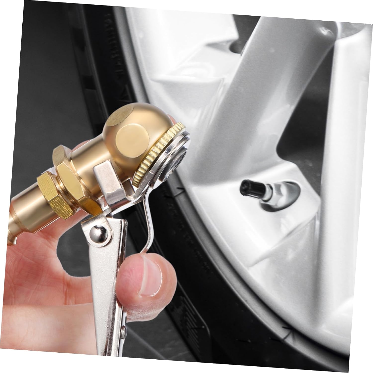 Gatuida 2pcs Brass Tire Chuck Air Chuck Quick Connect Locking for Tire Inflation Pressure Gauge for Car Motorcycle Truck