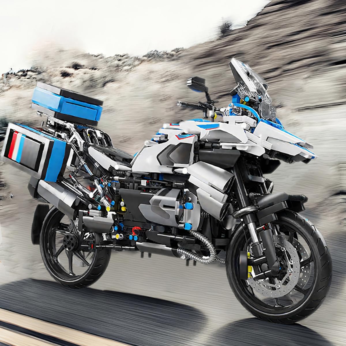 Auspcers Technik Motorrad Bausteine für R1250 GS, 2369 Teile 1:5 Technik Supermotorrad Modell Bauset für ab 15 Jahre, kompatibel mit großen Marken(Originalverpackung nicht im Lieferumfang enthalten.)