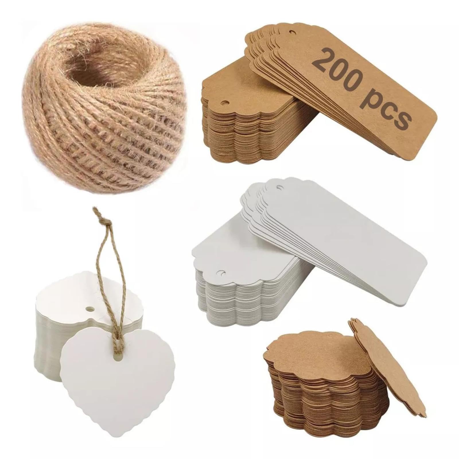 200PCS Etiquetas De Regalo, Etiquetas de Papel Kraf de Boda, Rectángulo ...