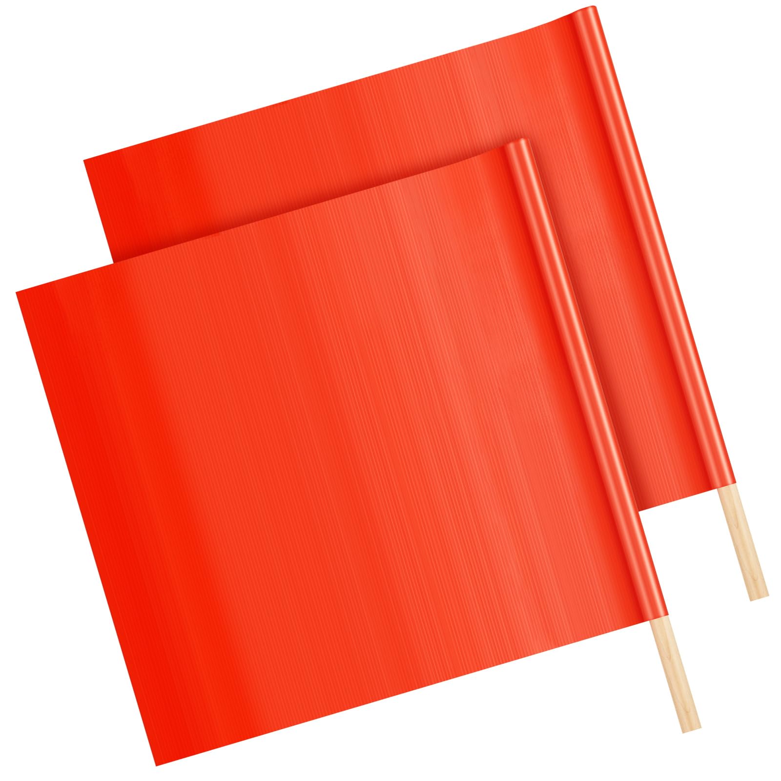 Kinlop 2 Pcs 18" x 18" Orange Safety Flags on a Stick, 24'' Dowel
